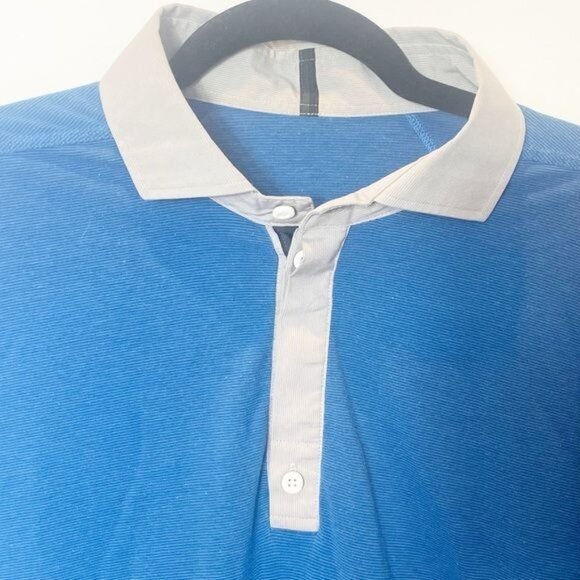 Lululemon Assert Polo Blue/Gray Short Sleeve Collared Shirt Mens Size L - Picture 4 of 6